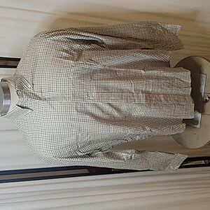 Polo Ralph Lauren Classic Fit Button Down Shirt, Cream with Brown/Green Strip, L